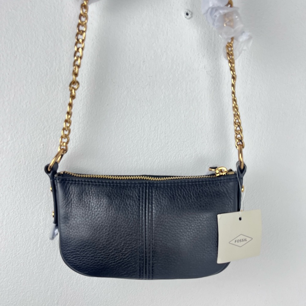 Fossil Jolie Mini Crossbody Black Leather Purse Travel high end casual elegant